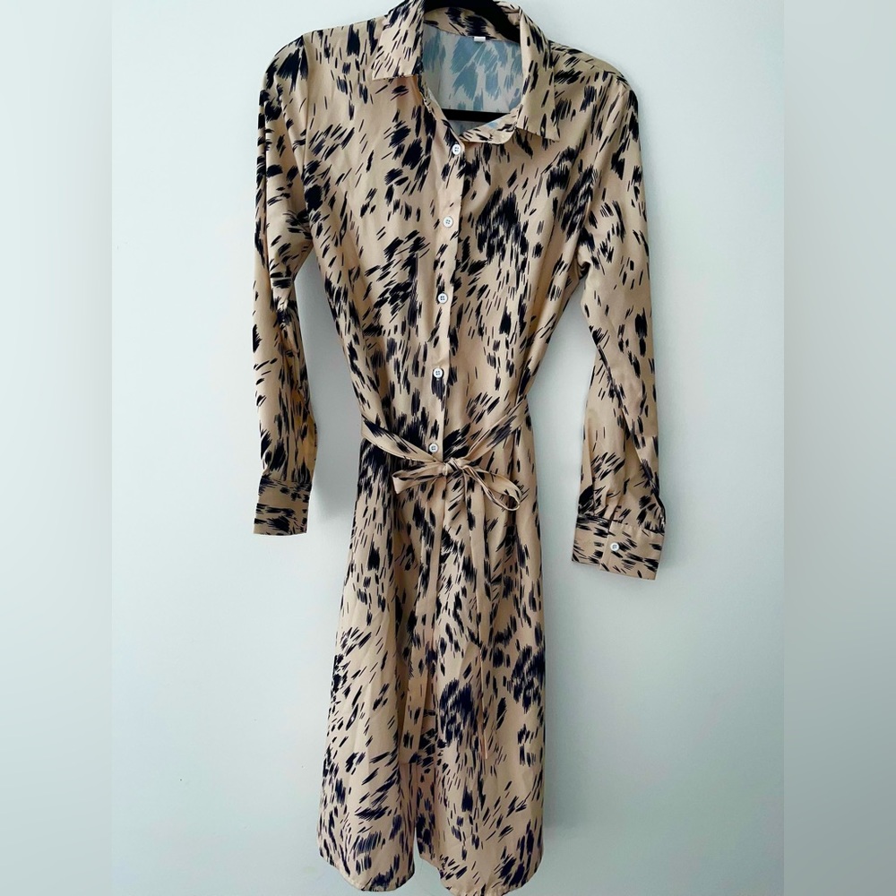 Satin button down tunic dress.